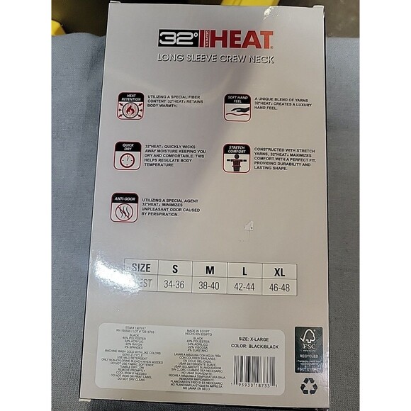 32 Degrees Heat Men’s XL Baselayer Long Sleeve Crewneck Black 2 Pack New - Picture 4 of 8